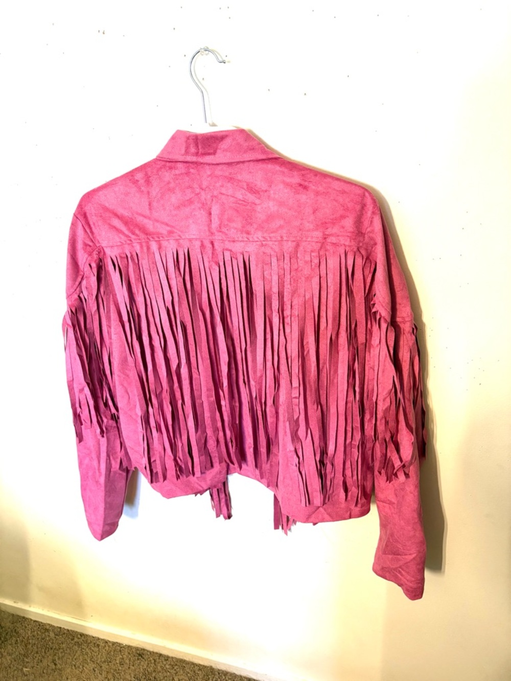 🆕Pink Fringe Faux Suede Crop Jacket - Women's Fashion Jacket. Size XXL. NWT. - Picture 5 of 9